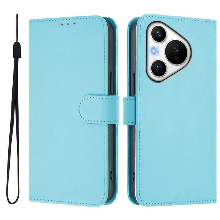 Funda de Piel con Cordón para Teléfono Huawei Pura 70 Skin Feel (Azul Cielo)