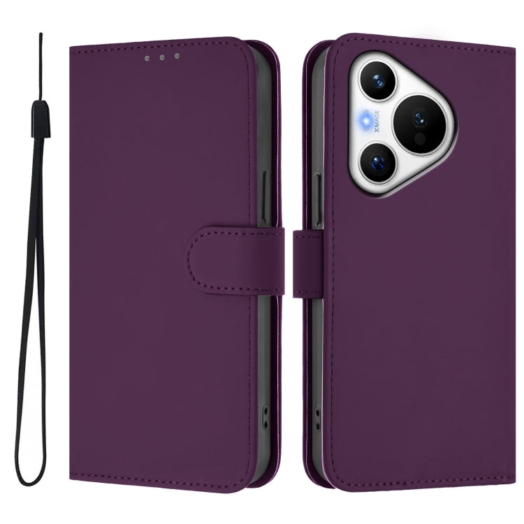 Funda de Piel con Cordón para Teléfono Huawei Pura 70 Skin Feel (Violeta)
