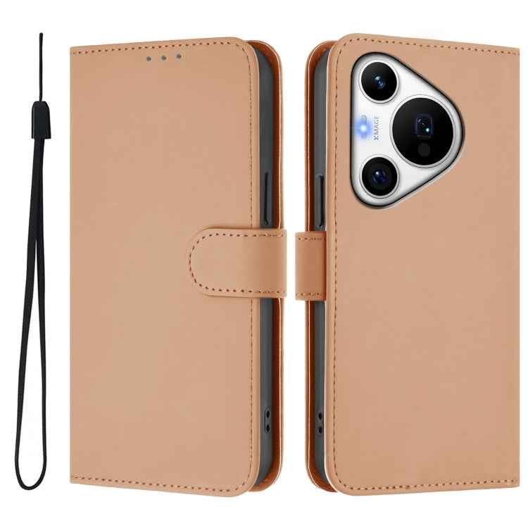 Funda de Cuero con Cordón para Huawei Pura 70 Pro y 70 Pro+ con Textura de Piel (Desnudo)