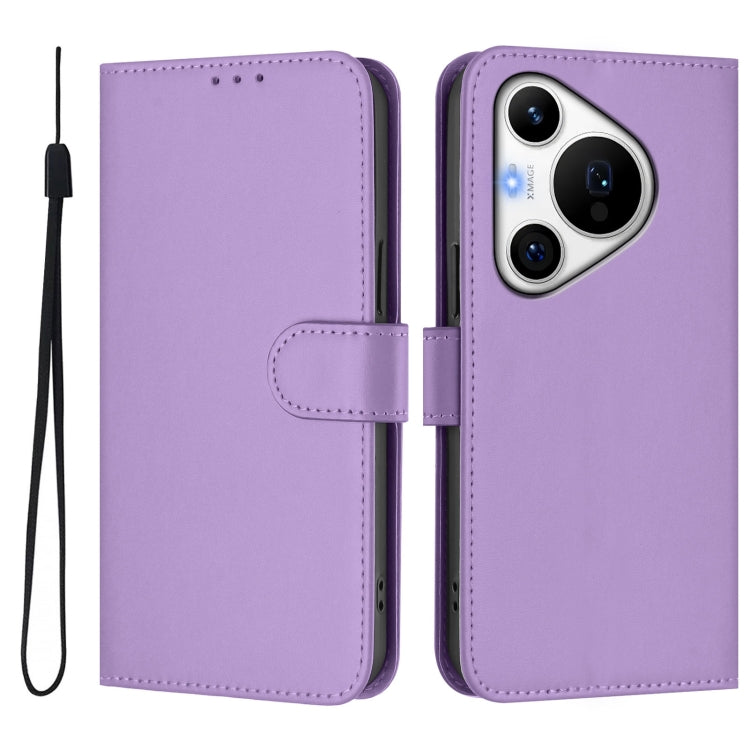 Funda de Cuero con Cordón para Huawei Pura 70 Pro / 70 Pro+ con Tacto de Piel (Morado Lavanda)