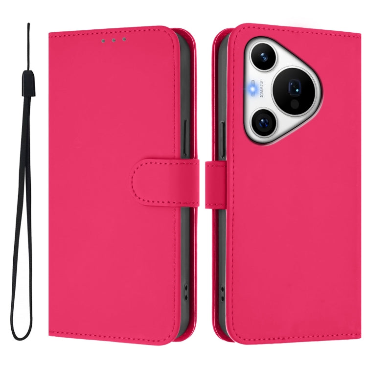 Funda de Piel con Cordón para Huawei Pura 70 Pro y 70 Pro+ (Rosa y Rojo)