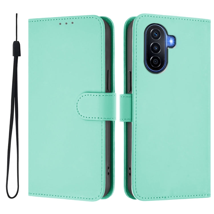 Funda de Piel Sintética con Cordón para Huawei Enjoy 50 4G y Nova Y70 Plus (Verde Menta)