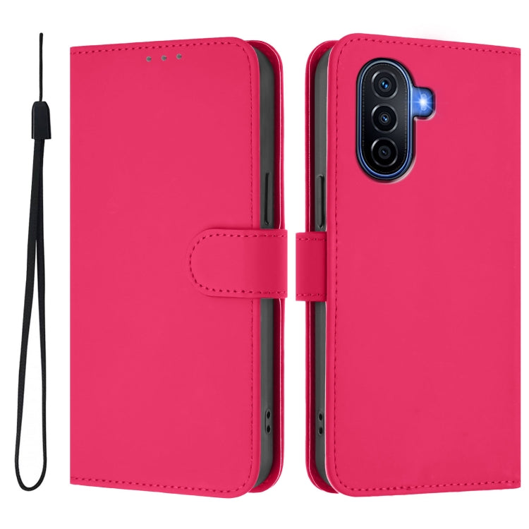 Funda Piel Sintética con Cordón para Huawei Enjoy 50 4G y Nova Y70 Plus (Rosa)