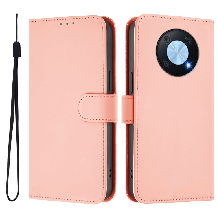 Funda de Piel Sintética con Cordón para Huawei Enjoy 50 Pro 4G y Nova Y90 (Rosa)