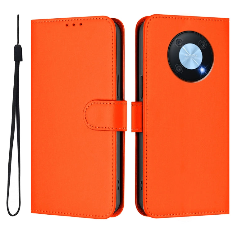 Funda de Piel Sintética con Cordón para Huawei Enjoy 50 Pro 4G y Nova Y90 (Naranja)