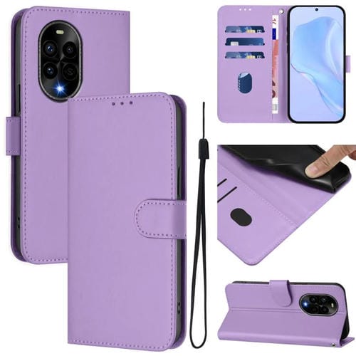 Funda de Piel con Cordón para Huawei Nova 13 Pro con Tacto de Piel (Morado Lavanda)