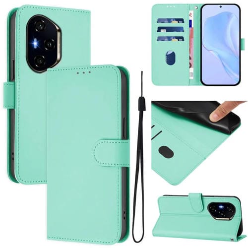 Funda de Cuero con Textura de Piel y Cordón para Honor 400 (Verde Menta)