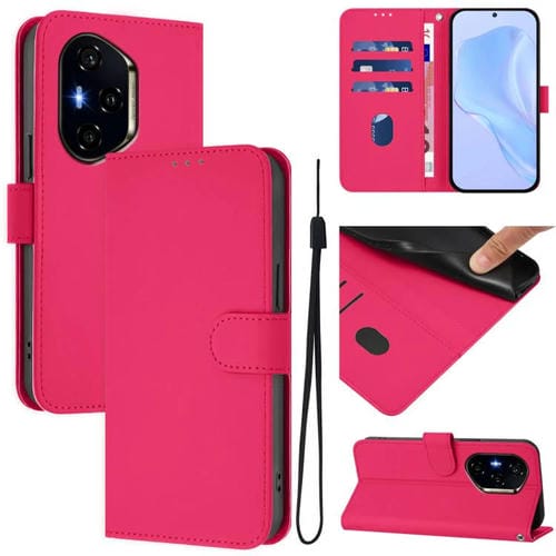 Funda de Cuero con Textura de Piel y Cordón para Honor 400 (Rosa)