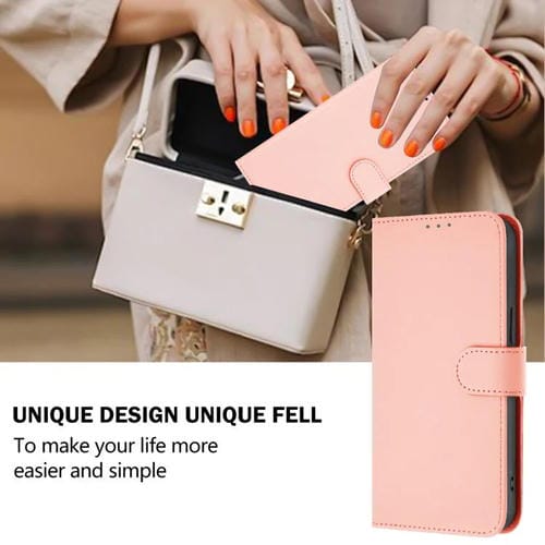 Funda de cuero con textura de piel y cordón para Honor X6C 4G (rosa)