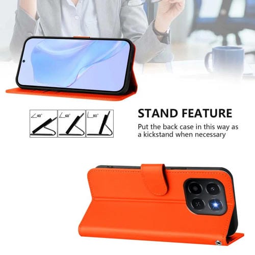 Funda de cuero con textura de piel y cordón para Honor X6C 4G (naranja)