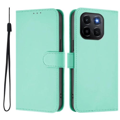 Funda de cuero con textura de piel y cordón para Honor X6C 4G (verde menta)