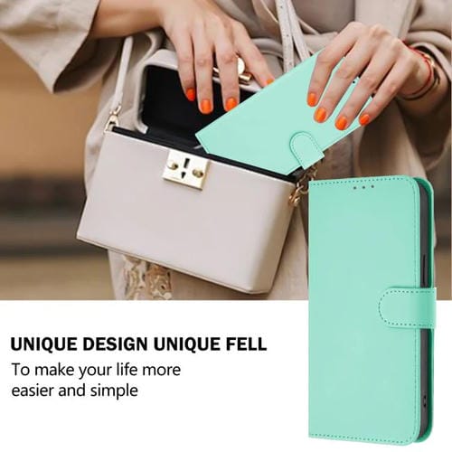 Funda de cuero con textura de piel y cordón para Honor X6C 4G (verde menta)