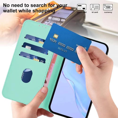 Funda de cuero con textura de piel y cordón para Honor X6C 4G (verde menta)