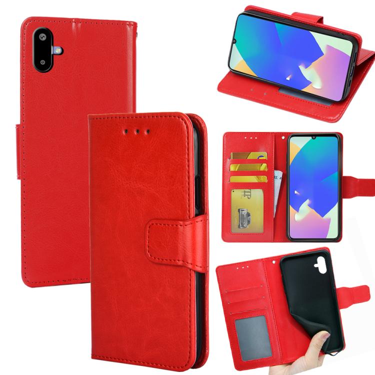 Funda de cuero con textura de cristal para Samsung Galaxy F06 5G (roja)