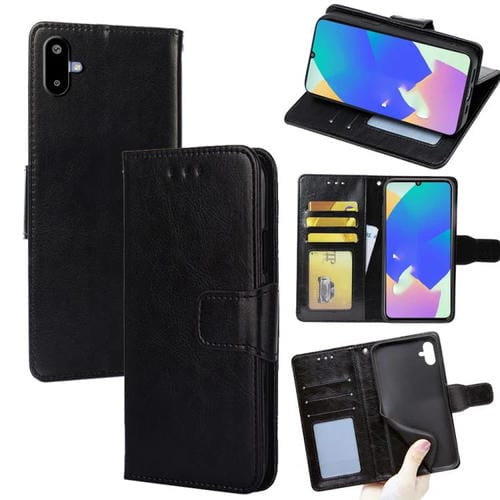 Funda de cuero con textura de cristal para Samsung Galaxy F06 5G (negra)