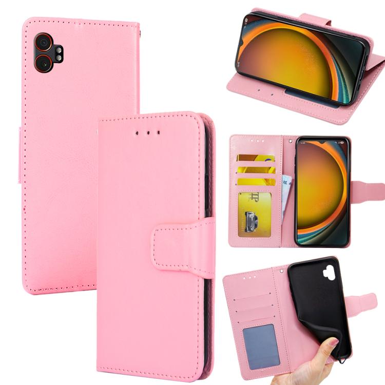 Funda de cuero con textura de cristal para Samsung Galaxy Xcover 7 Pro 5G (rosa)