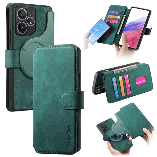 Funda para Realme Neo7 Neo Magsafe Rfid Antirrobo de Cuero Retro (Verde)