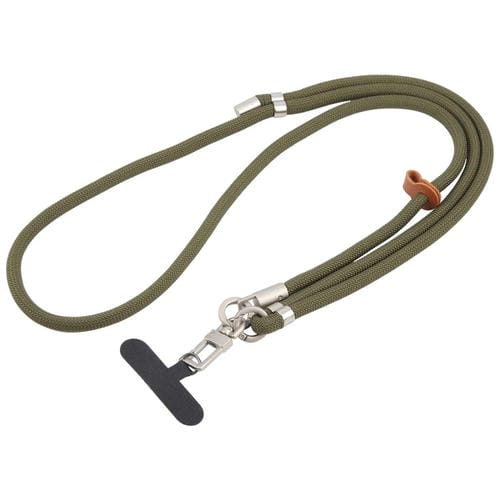 Cordón para cuello ajustable antipérdida con hebilla plateada 8mm para teléfono móvil (Verde Militar)