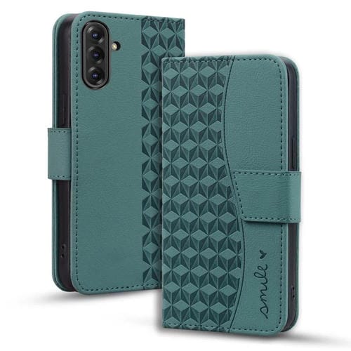 Funda de Cuero Samsung Galaxy A36/A56 Hebilla de Diamante y CordĂłn (Verde)