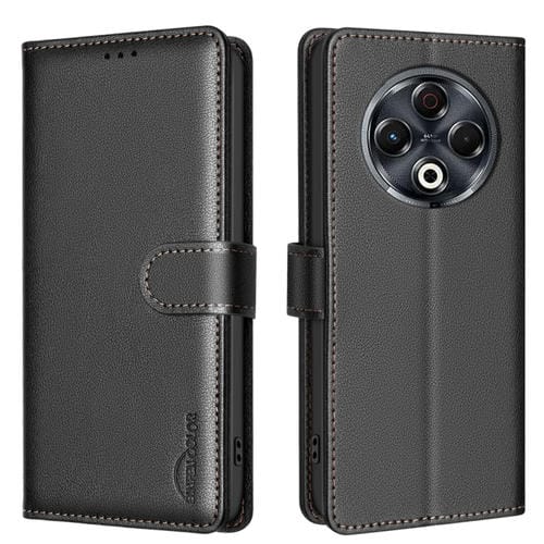 Funda de Cuero Antirrobo con Textura de Lichi para Tecno Spark 30 4G (Negro)