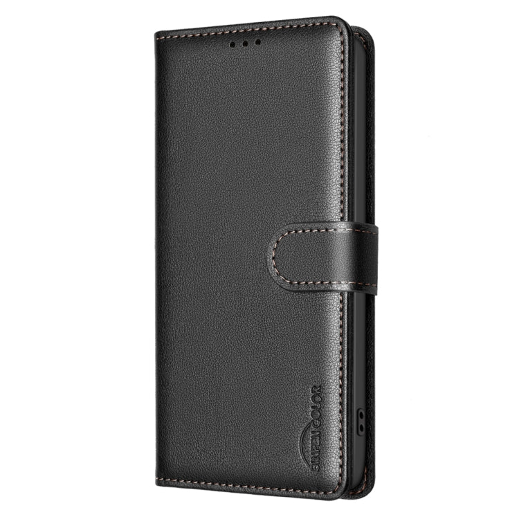 Funda de Cuero Antirrobo con Textura de Lichi para Tecno Spark 30 4G (Negro)