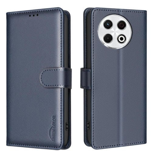Funda Cuero Antirrobo Tecno Spark 30 Pro 4G Textura Lichi Rfid (Azul)