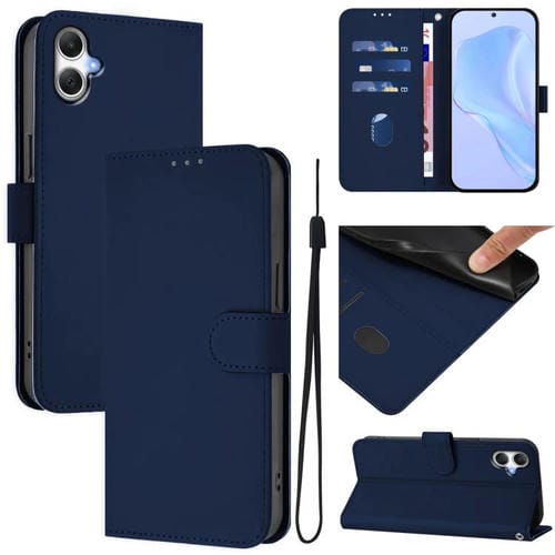 Funda de Piel Sintética con Cordón para Samsung Galaxy A06 4G/A06 5G (Azul Marino)