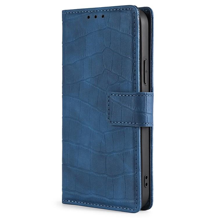 Funda de piel con cierre magnético y diseño de cocodrilo para Samsung Galaxy F06 5G (azul)