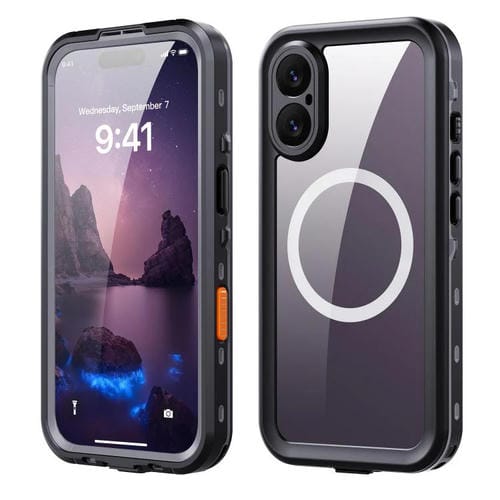 Funda RedPepper Transparent Dot IP68 para iPhone 17, resistente al agua y con triple protección MagSafe (negro y gris oscuro)