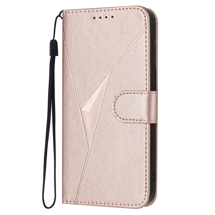 Funda de Cuero con Cierre de Hebilla y Diseño Triangular para OnePlus 9 Pro (Oro Rosa)