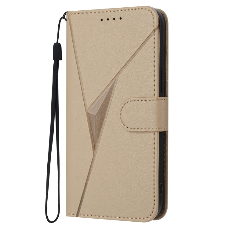 Funda de Cuero para OnePlus 11 con Cierre de Hebilla y Diseño Triangular (Dorada)