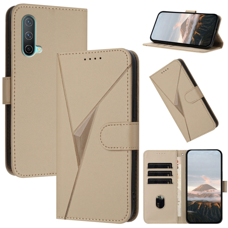 Funda de Cuero OnePlus Nord Ce 5G Cierre Hebilla Diseño Triangular (Dorada)