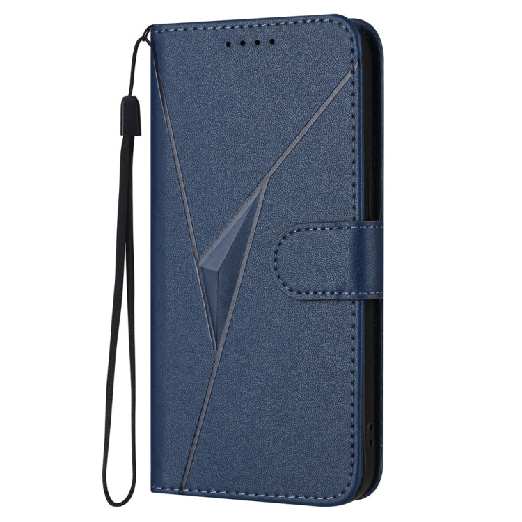 Estuche de Cuero con Hebilla y Diseño de Triángulos para Sony Xperia 5 III (Azul Real)