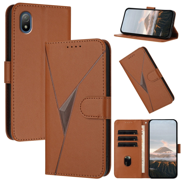Estuche de Cuero Sony Xperia Ace Iii con Hebilla y Diseño Triángulos (Marrón)