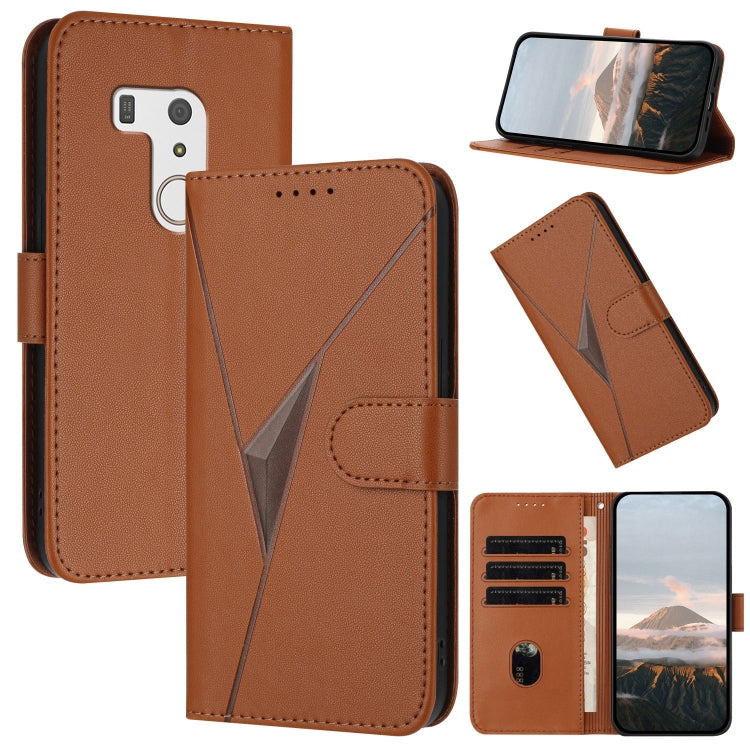 Estuche de Cuero con Hebilla para Teléfono Fujitsu Arrows F-01L F-42A (Marrón)