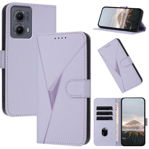 Funda de Cuero con Hebilla y Diseño Triangular para Motorola Edge 5G (2024) (Morado Claro)