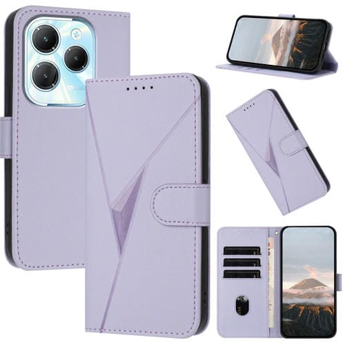 Funda de Cuero con Cierre de Hebilla y Diseño Triangular para Infinix Hot 40 (Morado Claro)