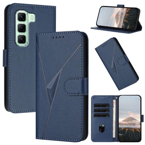 Funda de Cuero con Cierre de Hebilla y Diseño Triangular para Infinix Hot 50 5G (Azul Real)