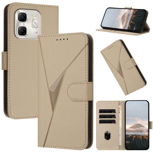 Funda de Cuero con Hebilla y Diseño Triangular para Infinix Hot 50I/Smart 9 (Dorada)