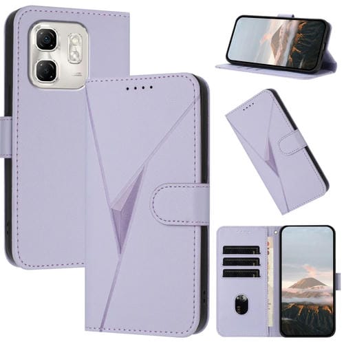 Funda de Cuero con Hebilla y Diseño Triangular para Infinix Hot 50I/Smart 9 (Morado Claro)
