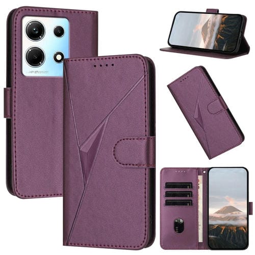 Funda de Cuero con Cierre de Hebilla y Diseño Triangular para Infinix Note 30 4G (Morado Oscuro)