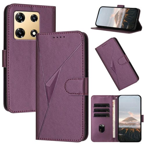 Funda de Cuero con Cierre de Hebilla y Diseño Triangular para Infinix Note 30 Pro (Morado Oscuro)
