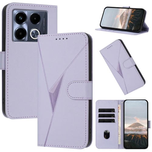 Funda de Cuero con Cierre de Hebilla y Diseño Triangular para Infinix Note 40 5G (Morado Claro)