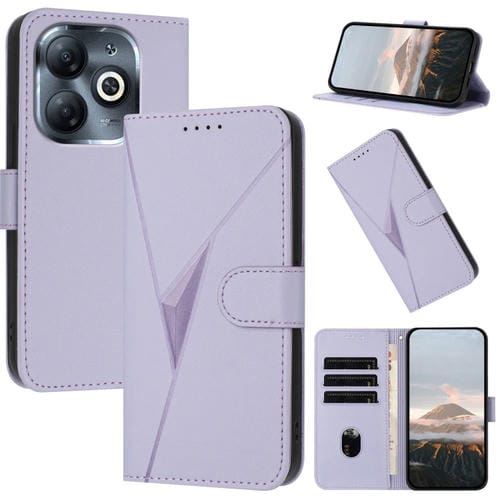 Funda de Cuero para Infinix Smart 8 con Cierre de Hebilla y Diseño Triangular (Morado Claro)
