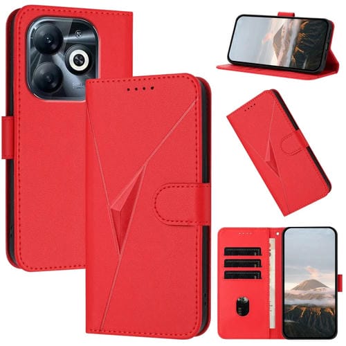 Funda de Cuero con Cierre de Hebilla y Diseño Triangular para Infinix Smart 8 Pro (Rojo)