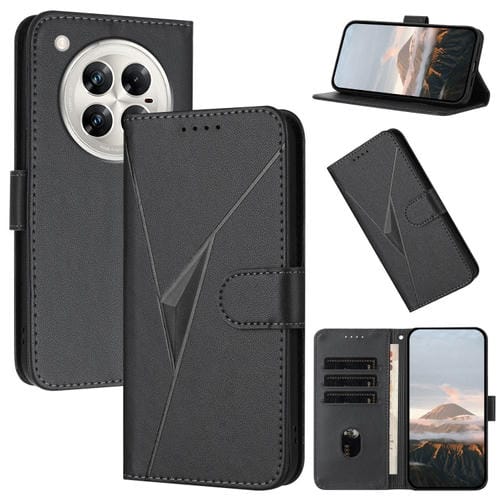 Funda de Cuero con Cierre de Hebilla y Diseño Triangular para Infinix Zero 40 4G/5G (Negra)