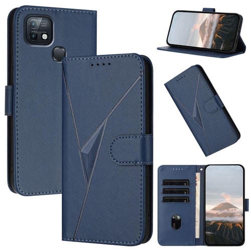 Funda de Cuero con Cierre de Hebilla y Diseño Triangular para Infinix Hot 10I (Azul)