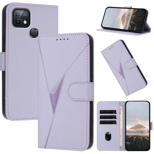 Funda de Cuero con Cierre de Hebilla y Diseño Triangular para Infinix Hot 10I (Morado Claro)