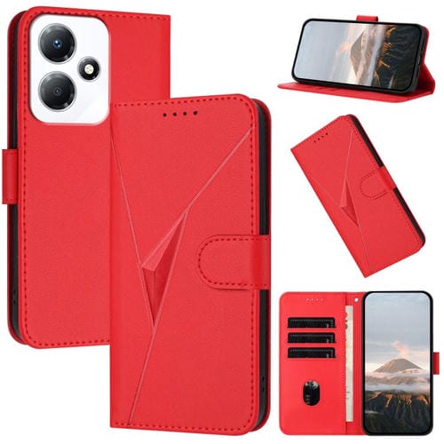 Funda de Cuero con Hebilla y Patrón Triangular para Infinix Hot 30 Play / Hot 30 Play Nfc (Rojo)