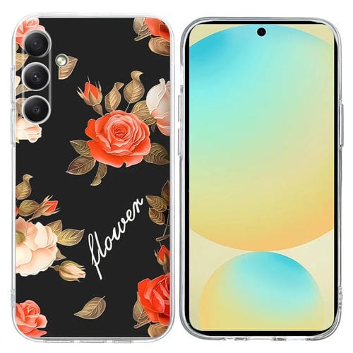 Funda TPU Samsung Galaxy A16 5G PatrĂłn Pintura Colorida (Flores en Negro)